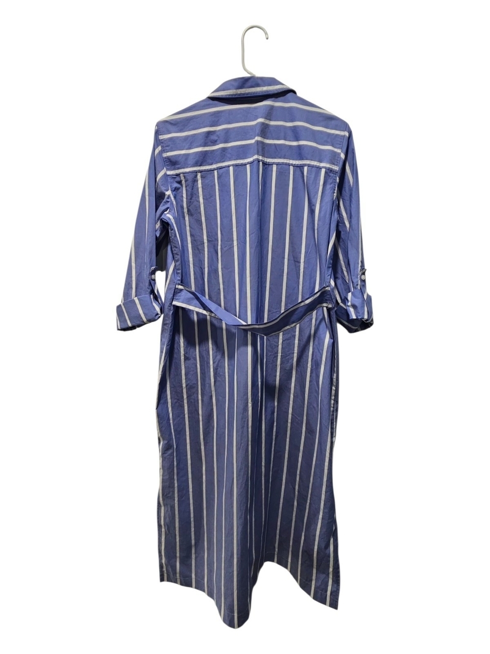 Striped Blue Maxi Shirt Dress with Front Pockets Size S . - Picture 2 of 9